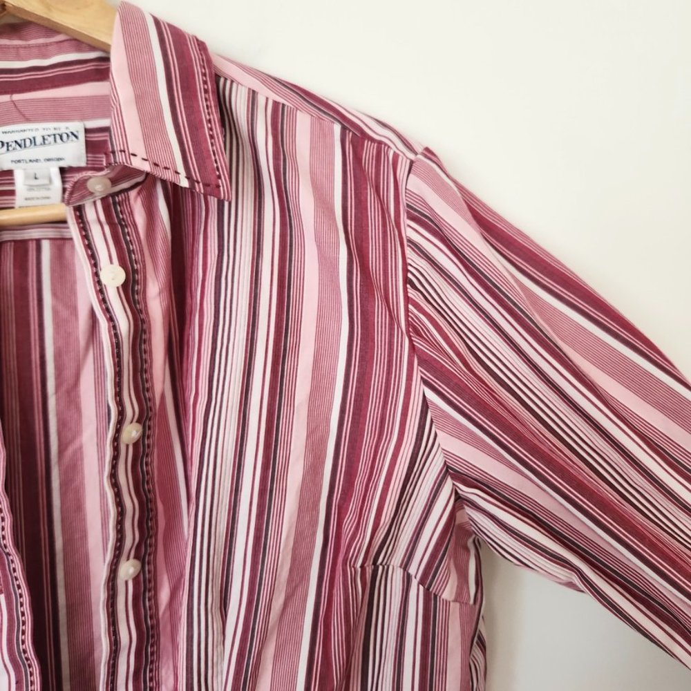Pendleton Pink Striped Button Down Shirt Women's … - image 6